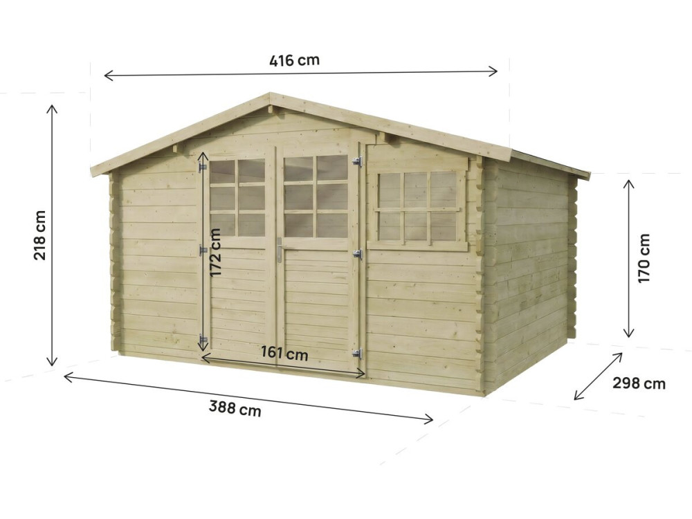 Gartenhaus aus kesseldruckimprägniertem Holz "Belmont" - 12.53 m² - 34 mm