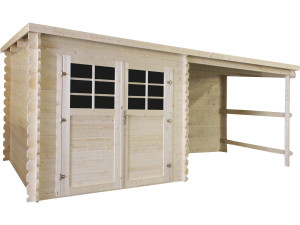 Gartenhaus aus Holz mit Vordach "Montval" - 14 m² - 28 mm