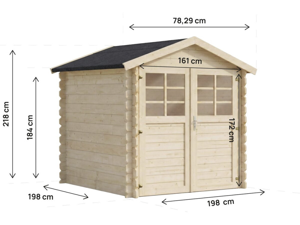 Gartenhaus aus Holz "Beaumont" - 4.48 m² - 223 x 201 cm - 28 mm