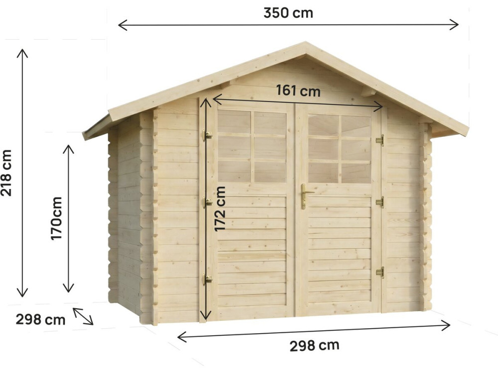 Gartenhaus aus Holz "Beaufort" - 10.53 m² - 349 x 301 cm - 28 mm
