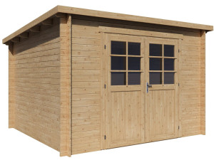 Gartenhaus aus Holz mit einem Satteldach "Rowan" - 9,5 m² - 28 mm - Beige