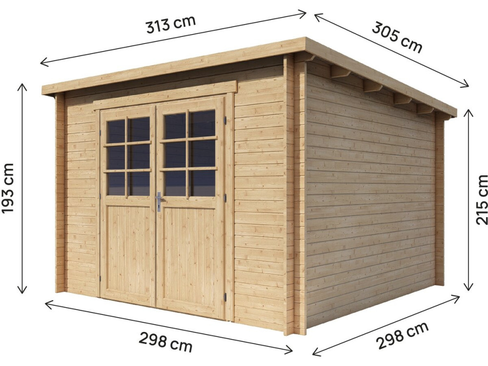 Gartenhaus aus Holz mit einem Satteldach "Rowan" - 9,5 m² - 28 mm - Beige