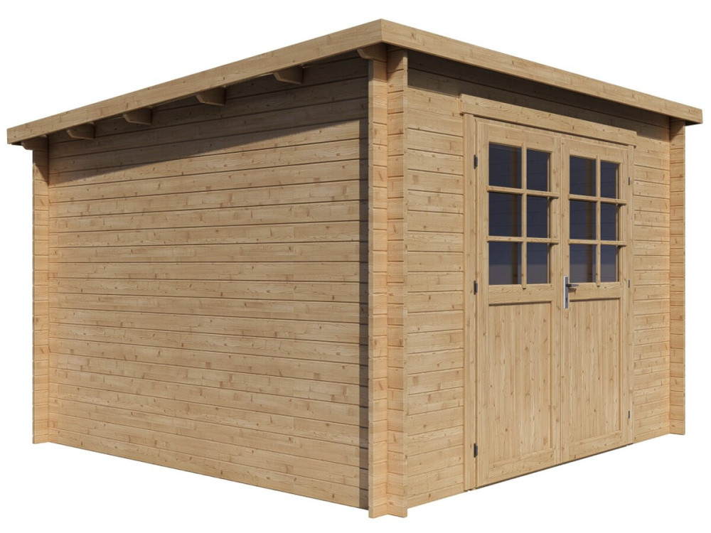Gartenhaus aus Holz mit einem Satteldach "Rowan" - 9,5 m² - 28 mm - Beige