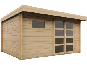 Gartenhaus aus Holz mit Flachdach "Oak" - 13,1 m² - 28 mm - Beige