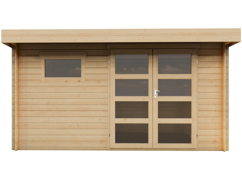 Gartenhaus aus Holz mit Flachdach "Oak" - 13,1 m² - 28 mm - Beige