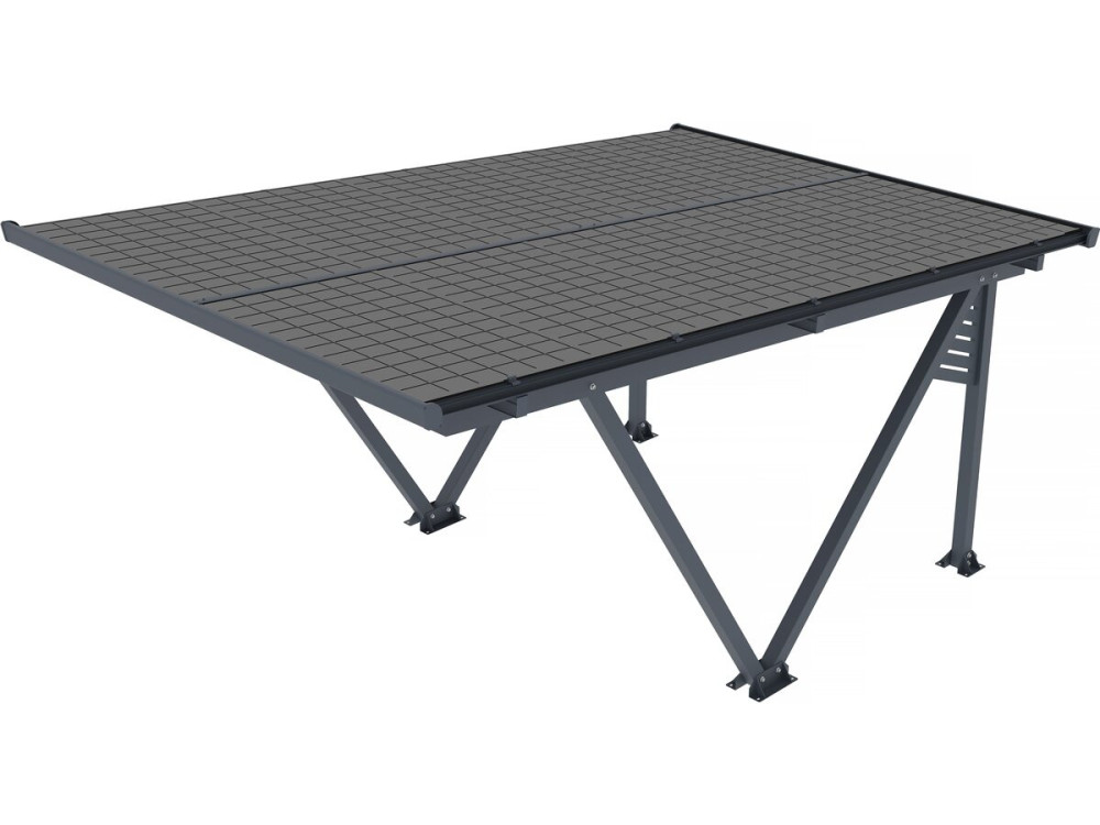 Schattenspendendes Solar-Carpot mit Photovoltaik-Paneelen - 366 x 575 x 366 cm - Grau - 4,1 kW