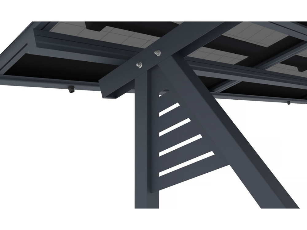 Schattenspendendes Solar-Carpot mit Photovoltaik-Paneelen - 366 x 575 x 366 cm - Grau - 4,1 kW