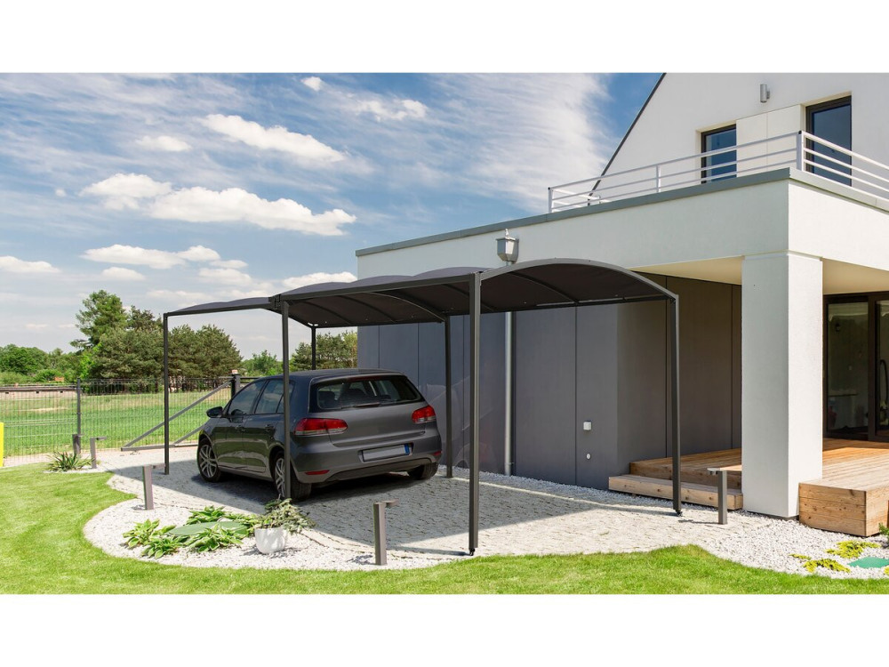 Metall-Carport „Mathis“ – ausziehbar 303/566 x 295 x 240 cm – Anthrazit