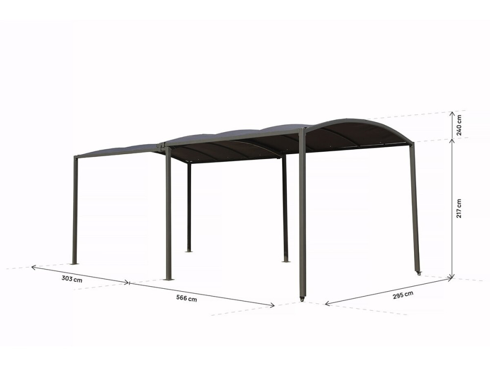 Metall-Carport „Mathis“ – ausziehbar 303/566 x 295 x 240 cm – Anthrazit