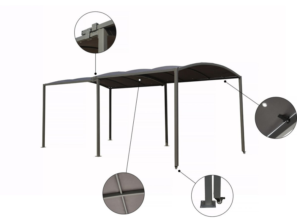 Metall-Carport „Mathis“ – ausziehbar 303/566 x 295 x 240 cm – Anthrazit