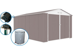 Metallgarage „Nevada“ - 18,56 m² mit Dachrinne und Wasserauffangbecken