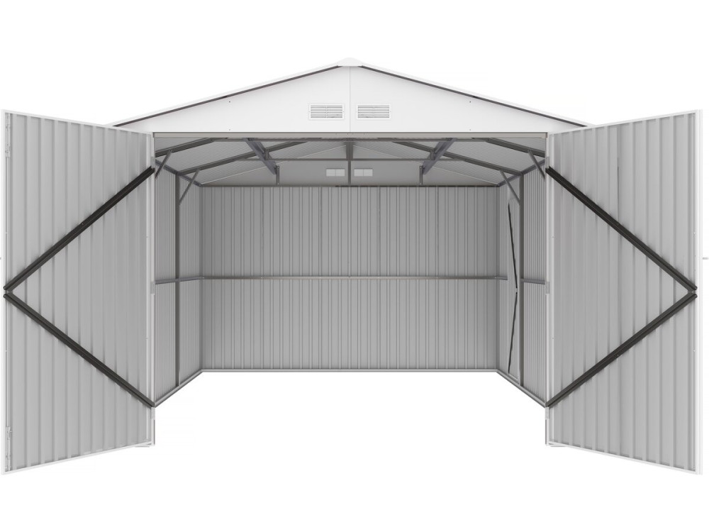 Metallgarage „Nevada“ - 18,56 m² mit Dachrinne und Wasserauffangbecken