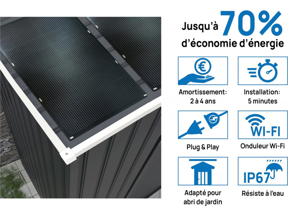 Metallgarage „Houston“ - 15,36 m² Mit Solarpaneele - Anthrazit