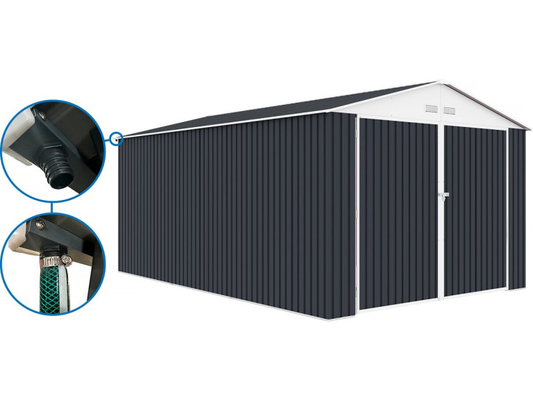 Metallgarage „Houston“ - 18,56 m² mit Dachrinne - Anthrazit