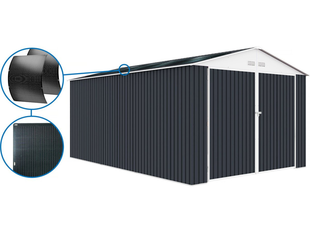Metallgarage „Houston“ - 18,56 m² mit Solarpaneele - Anthrazit