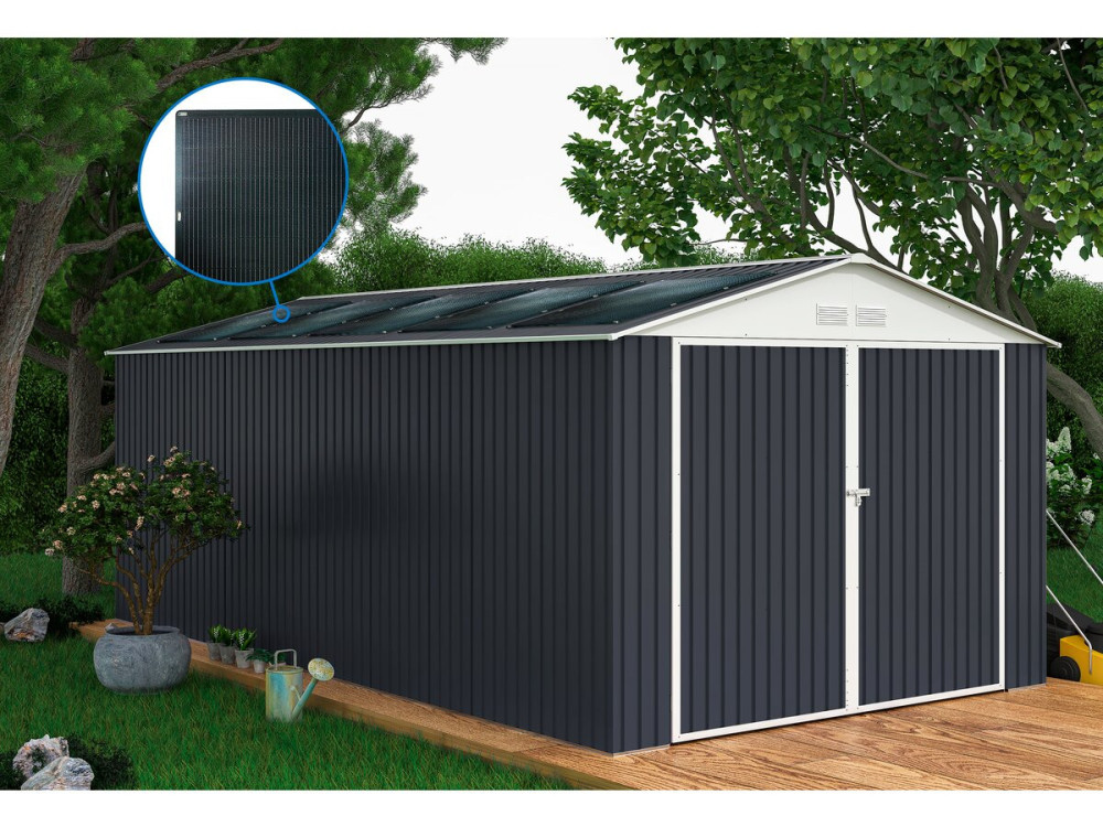 Metallgarage „Houston“ - 18,56 m² mit Solarpaneele - Anthrazit