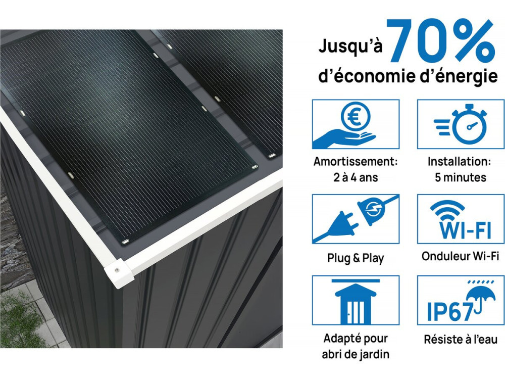 Metallgarage „Houston“ - 18,56 m² mit Solarpaneele - Anthrazit