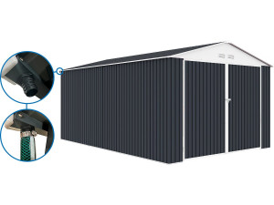 Metallgarage „Houston“ - 15,36 m² mit Dachrinne  - Anthrazit