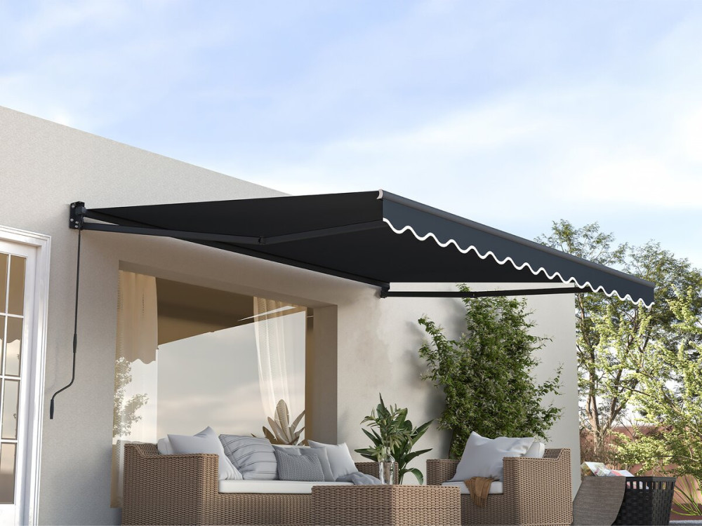 Vorzelt einziehbare Markise aus Aluminium 2,5 x 3 m "Ombra 3" - Anthrazitgrau