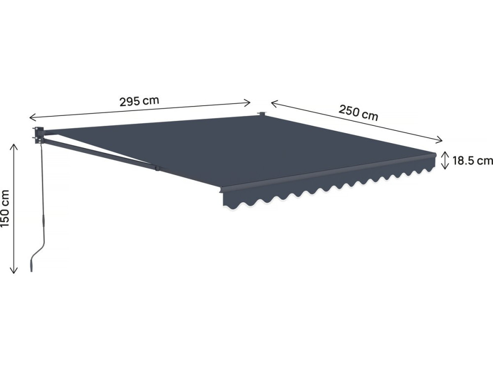 Vorzelt einziehbare Markise aus Aluminium 2,5 x 3 m "Ombra 3" - Anthrazitgrau