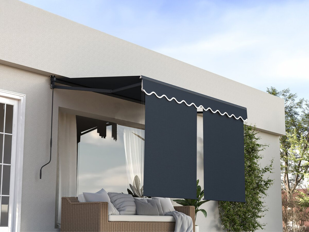 Markise mit Volant aus Aluminium 2 x 3 m "Shadow" - Anthrazitgrau