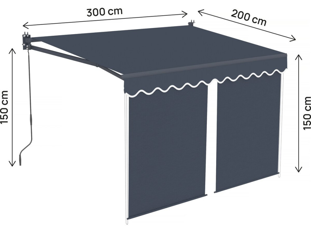 Markise mit Volant aus Aluminium 2 x 3 m "Shadow" - Anthrazitgrau