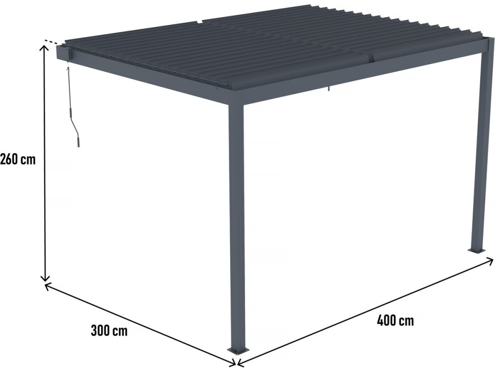 Bioklimatische Pergola mit LED zum Anbau "Windsor" - 3 x 4 m - Anthrazit