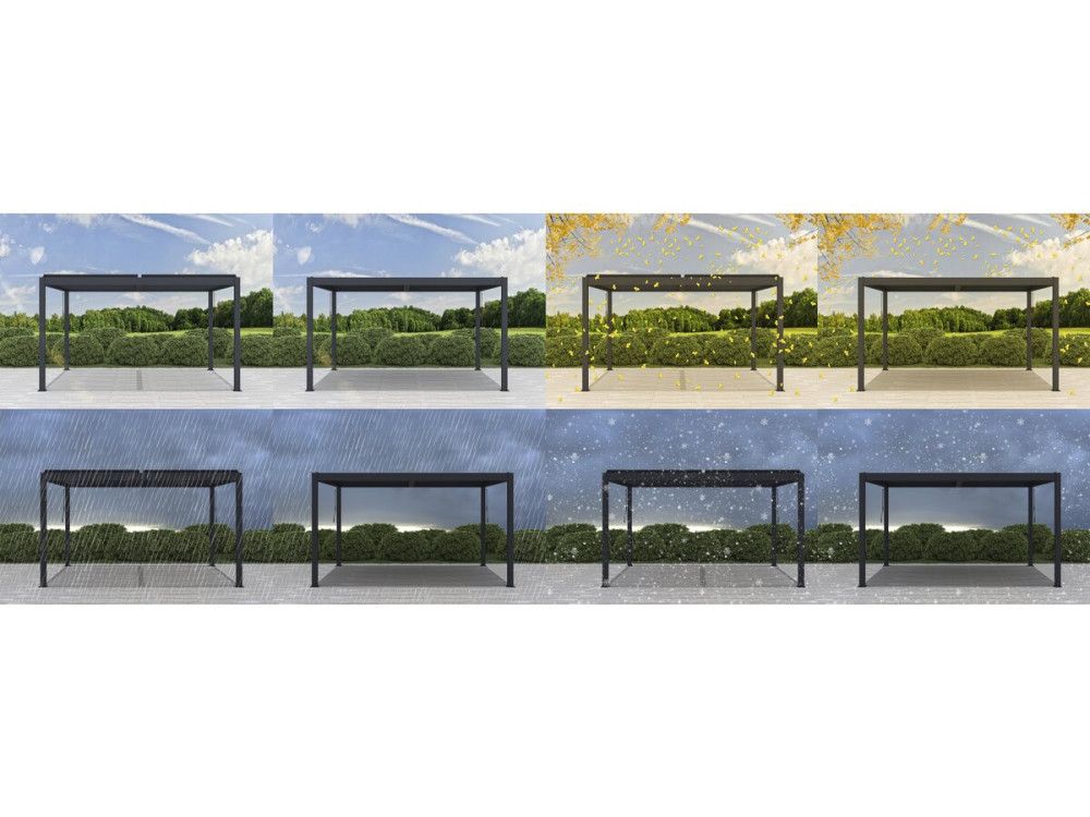 Bioklimatische Pergola mit Led "Windsor Premium" aus Aluminium 3 x 4 m - Grau