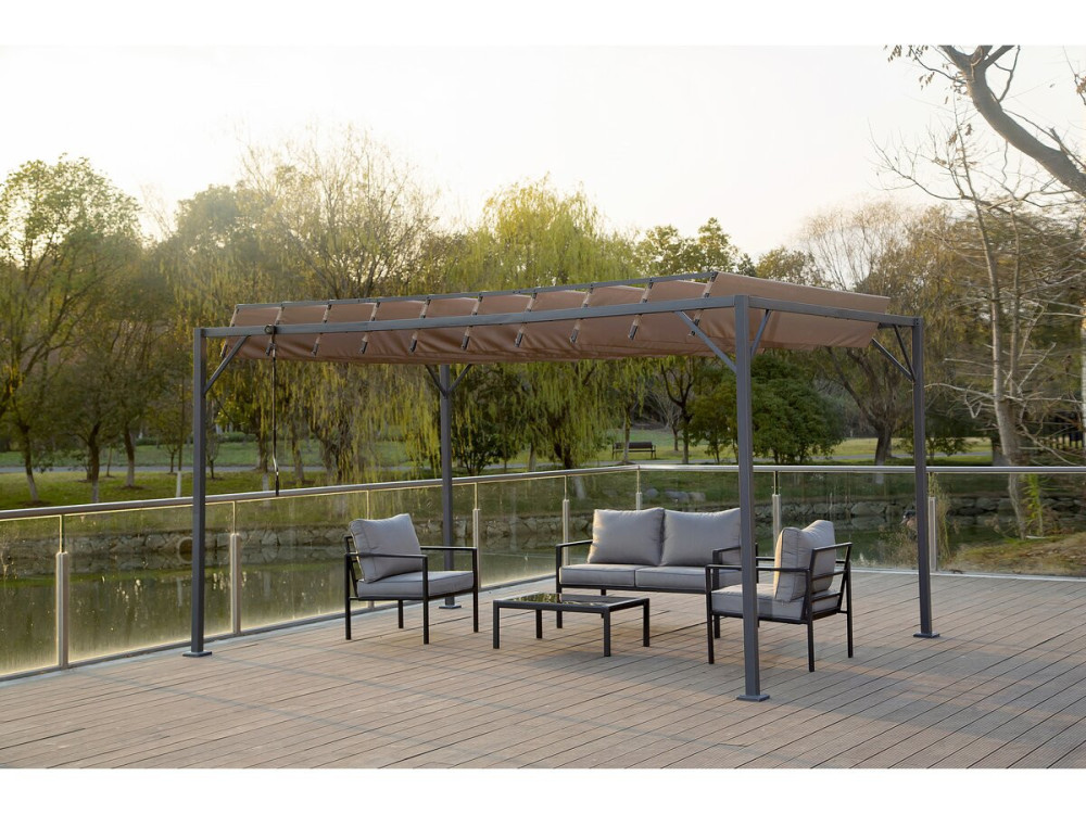 Bioklimatische Pergola aus Stoff „Lodge“ 3 x 4 m - Taupe