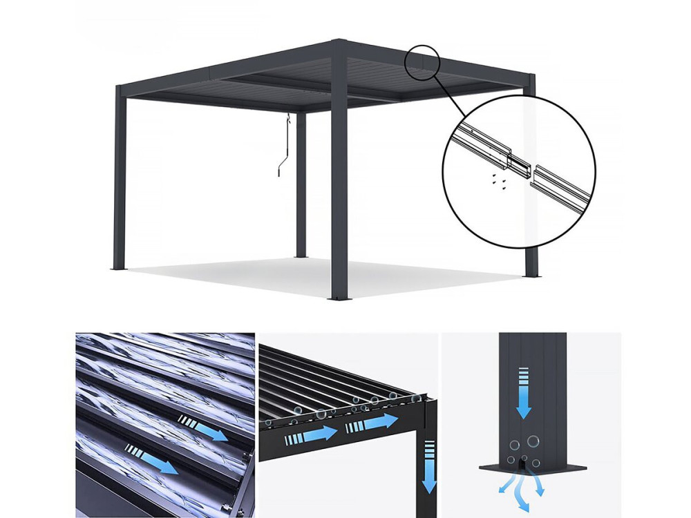 Bioklimatische Pergola aus Aluminium "Windsor" - 3 x 4 m - Anthrazit