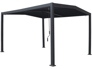 Bioklimatische Pergola mit 2 Dachteilen "Victoria" aus Aluminium und Metall- 3,5 x 4 m - Grau