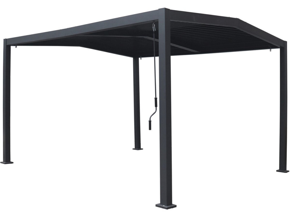 Bioklimatische Pergola mit 2 Dachteilen "Victoria" aus Aluminium und Metall- 3,5 x 4 m - Grau