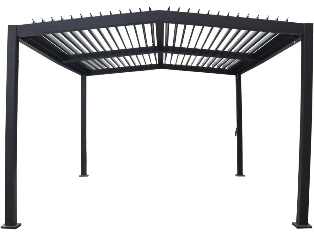 Bioklimatische Pergola mit 2 Dachteilen "Victoria" aus Aluminium und Metall- 3,5 x 4 m - Grau