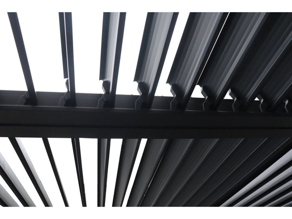 Bioklimatische Pergola mit 2 Dachteilen "Victoria" aus Aluminium und Metall- 3,5 x 4 m - Grau