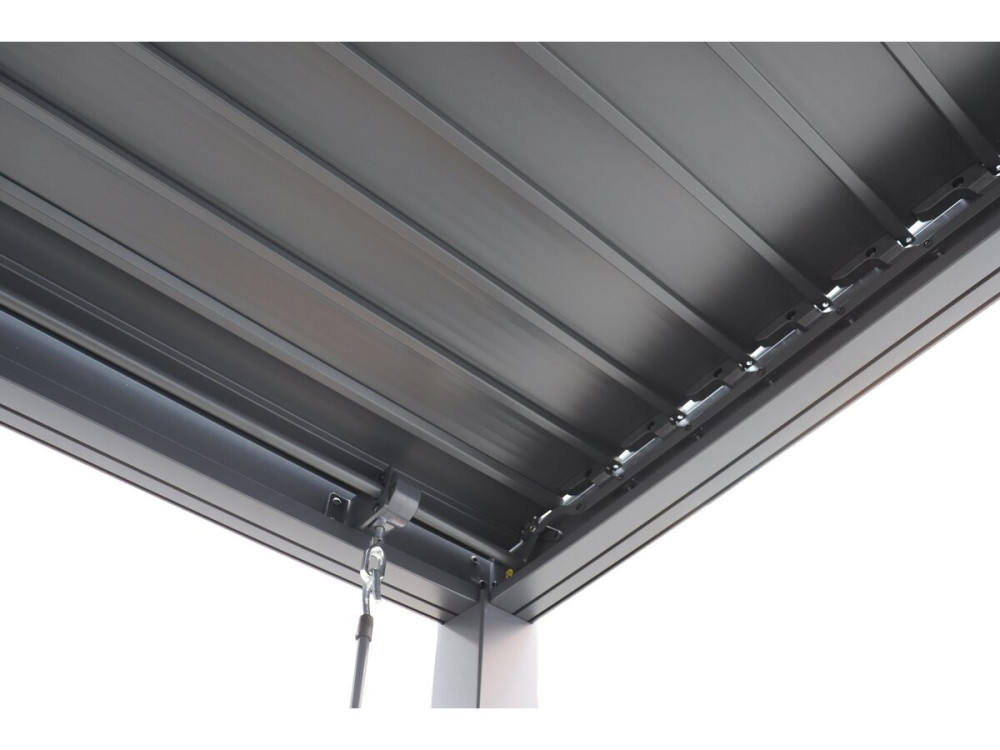 Bioklimatische Pergola mit 2 Dachteilen "Victoria" aus Aluminium und Metall- 3,5 x 4 m - Grau