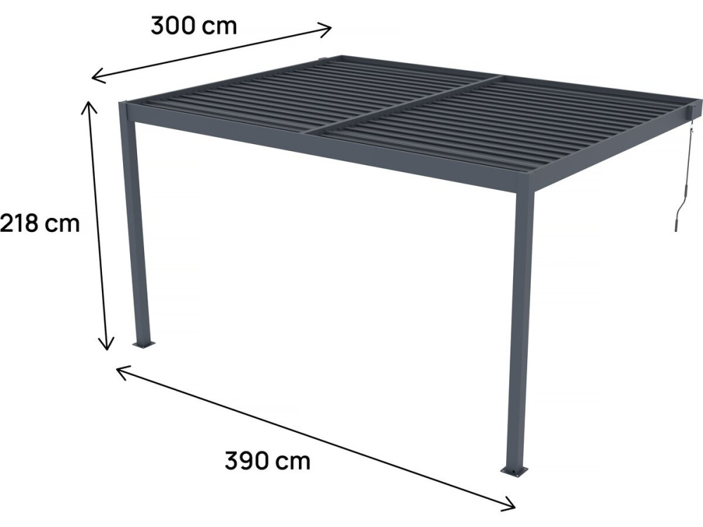 Anlehn-Pergola "Windsor" aus Aluminium - Anthrazitgrau - 3 x 4 M