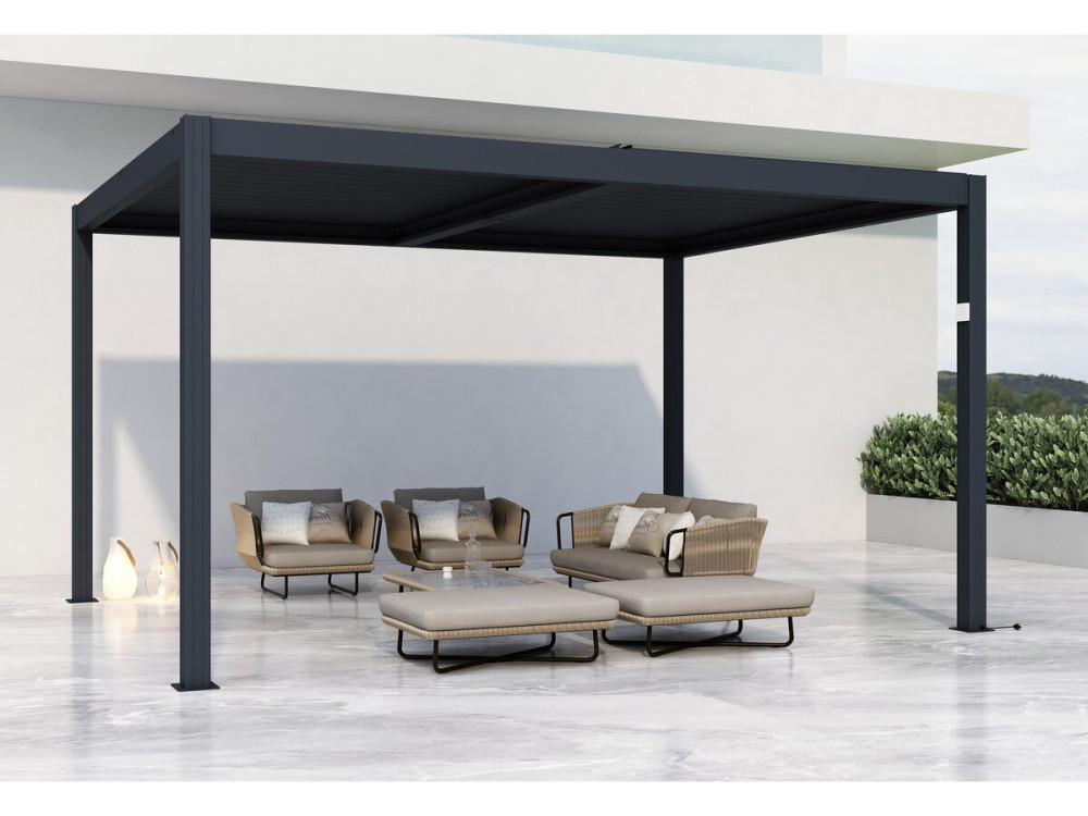 Bioklimatische Pergola "Windsor Premium" mit LED aus Aluminium 3 x 4 m - Grau