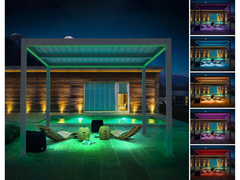 Bioklimatische Pergola "Windsor Premium" mit LED aus Aluminium 3 x 4 m - Grau