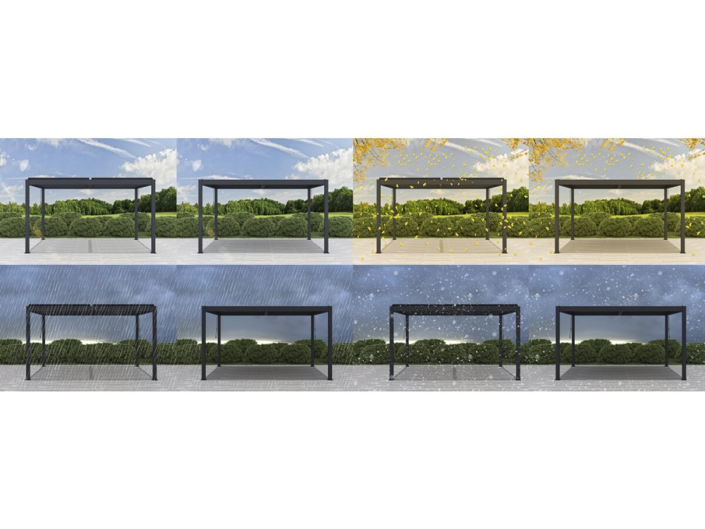 Bioklimatische Pergola "Windsor Premium" mit LED aus Aluminium 3 x 4 m - Grau