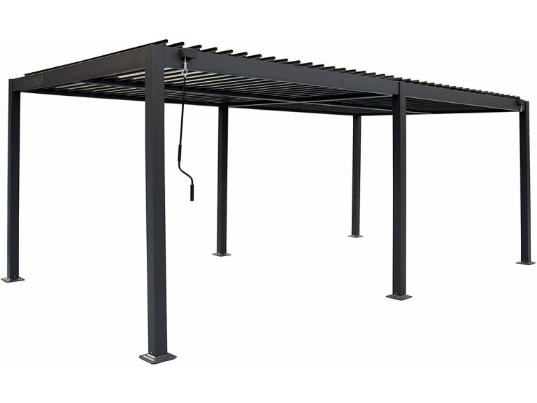 Freistehende, bioklimatische Pergola Kensington aus Aluminium – 3 x 6 M – Grau