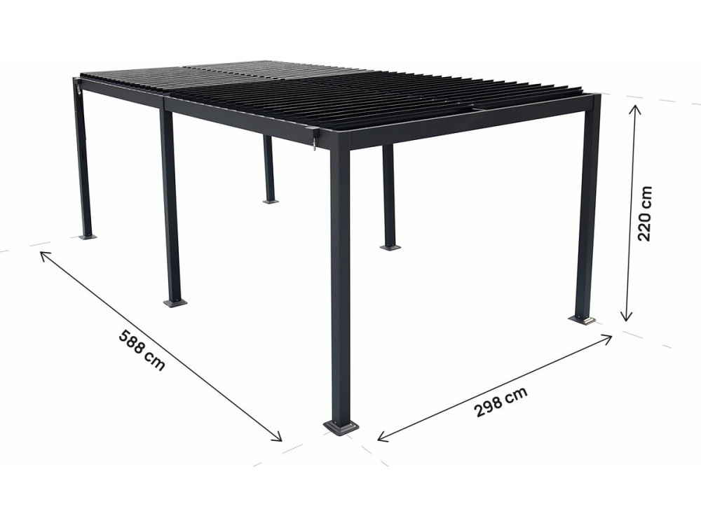 Freistehende, bioklimatische Pergola Kensington aus Aluminium – 3 x 6 M – Grau