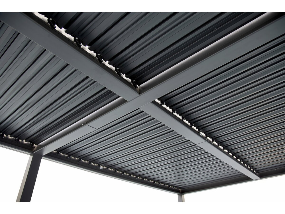 Freistehende, bioklimatische Pergola Kensington aus Aluminium – 3 x 6 M – Grau