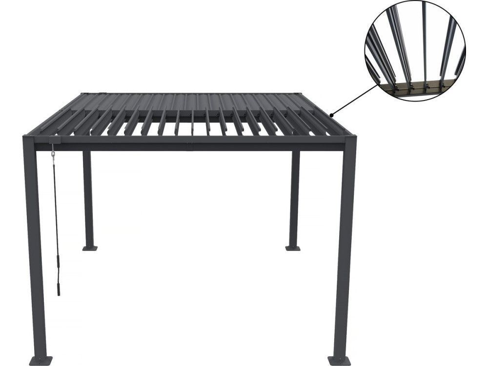 Bioklimatische Pergola mit Markise aus verzinktem Stahl "Howard" - 3 x 4 m - Grau
