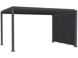 Bioklimatische Pergola mit 3 Jalousien aus verzinktem Stahl "Howard" - 3 x 4 m - Grau