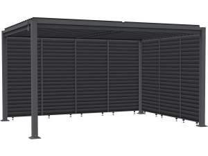 Bioklimatische Pergola mit 7 Jalousien aus verzinktem Stahl "Howard" - 3 x 4 m - Grau