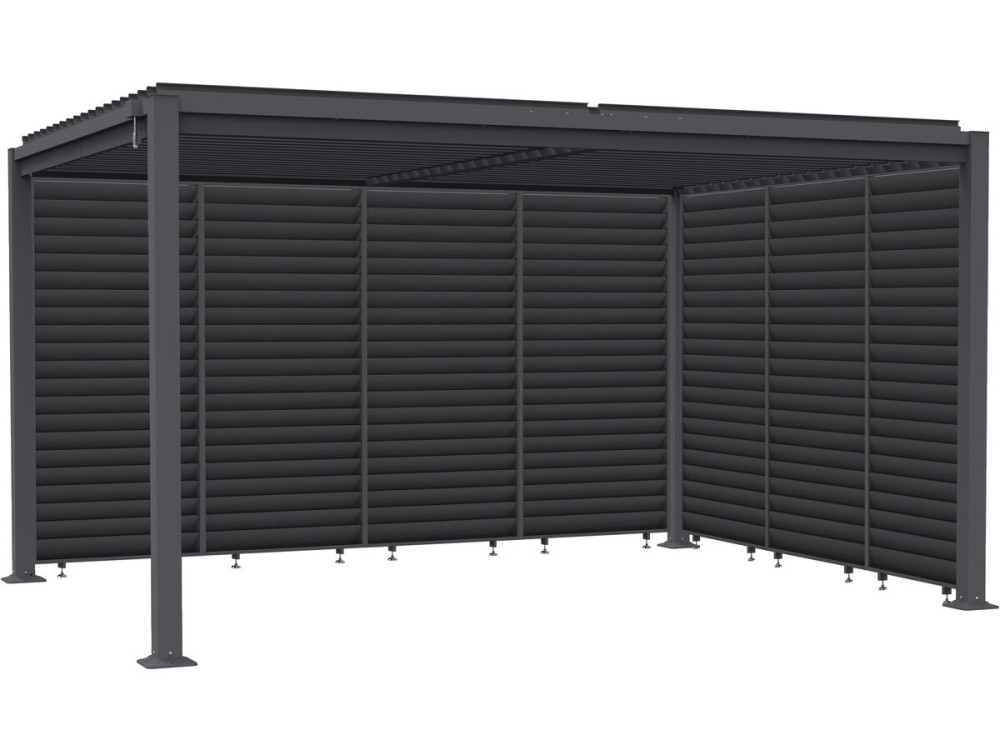 Bioklimatische Pergola mit 7 Jalousien aus verzinktem Stahl "Howard" - 3 x 4 m - Grau