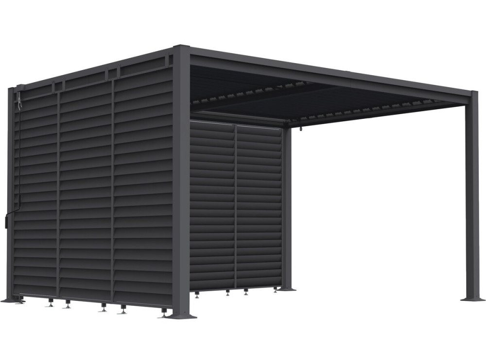 Bioklimatische Pergola mit 7 Jalousien aus verzinktem Stahl "Howard" - 3 x 4 m - Grau