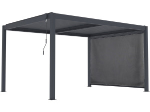 Bioklimatische Pergola mit Led und Markise aus Aluminium "Windsor premium" - 3 x 4 m - Grau