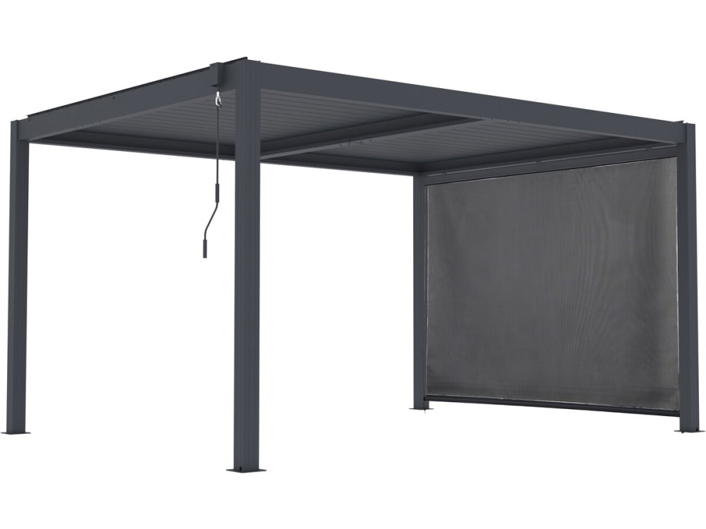 Bioklimatische Pergola mit Led und Markise aus Aluminium "Windsor premium" - 3 x 4 m - Grau