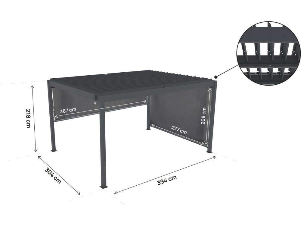 Bioklimatische Pergola mit 2 Aluminiumjalousien "Windsor" - 3 x 4 m - Grau